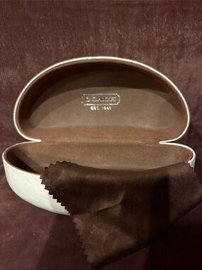Coach White Embossed Eyewear Case with Brown Interior and Cloth